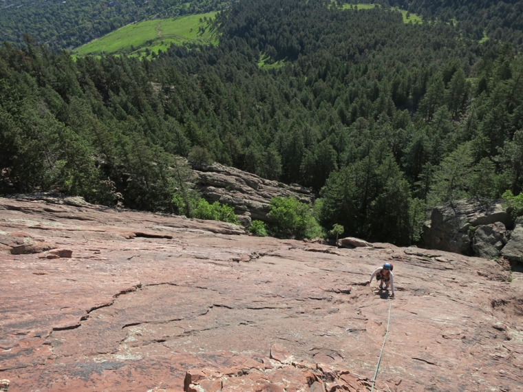 There is no place to drain a pouch on long rock climbs such as the First Flatiron, which Doug and I made an ascent of in June.